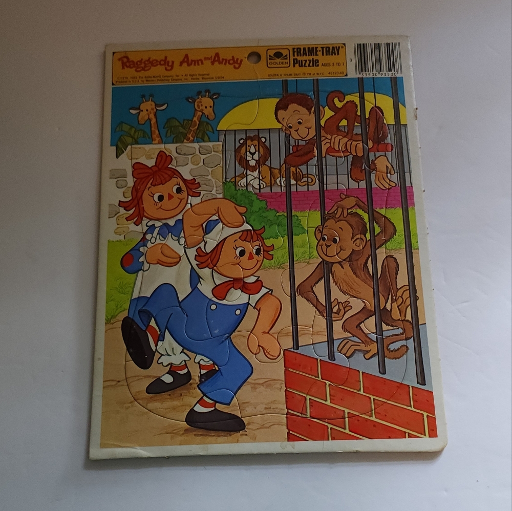 Vintage Raggedy Ann and Andy Frame tray puzzle Golden 1984